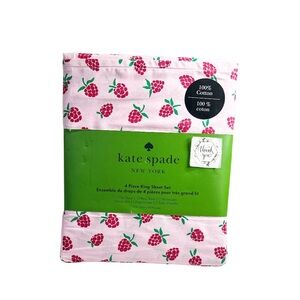 NEW Kate Spade RASPBERRY Pink & Red King Sheet Set